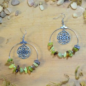 Handmade Hoop Earrings - Earthy Sacred Geometry